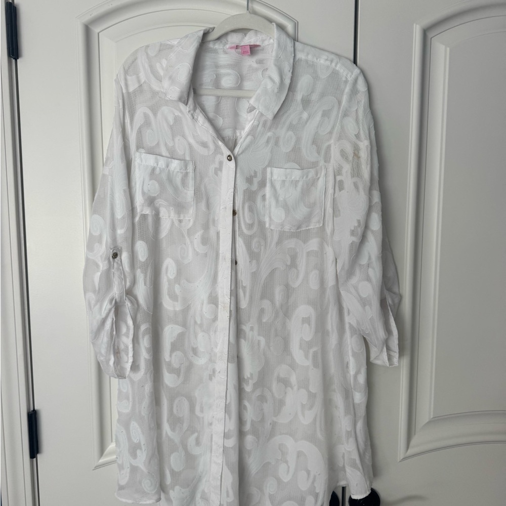 Lilly Pulitzer White Sheer Blouse